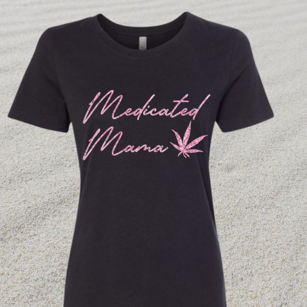 Medicated Mama -Soft Style Crew Neck Cannabis T-shirt